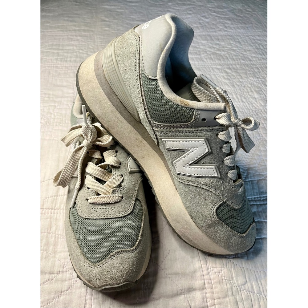 New Balance 574+ Plus Platform Sneakers Grey Sage Green WL574ZSG Womens 11